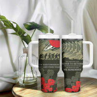 ANZAC Day We Remember Tumbler With Handle Maori Silver Fern Camouflage Motif LT9 - Polynesian Pride