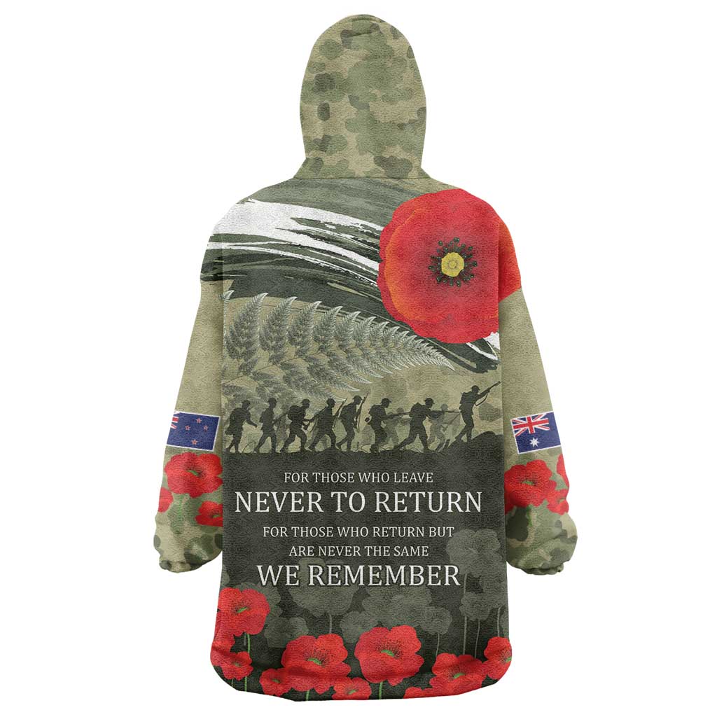ANZAC Day We Remember Wearable Blanket Hoodie Maori Silver Fern Camouflage Motif LT9 - Polynesian Pride