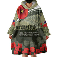 ANZAC Day We Remember Wearable Blanket Hoodie Maori Silver Fern Camouflage Motif LT9 - Polynesian Pride