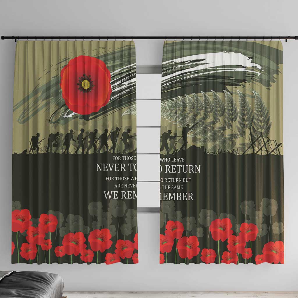 ANZAC Day We Remember Window Curtain Maori Silver Fern Camouflage Motif