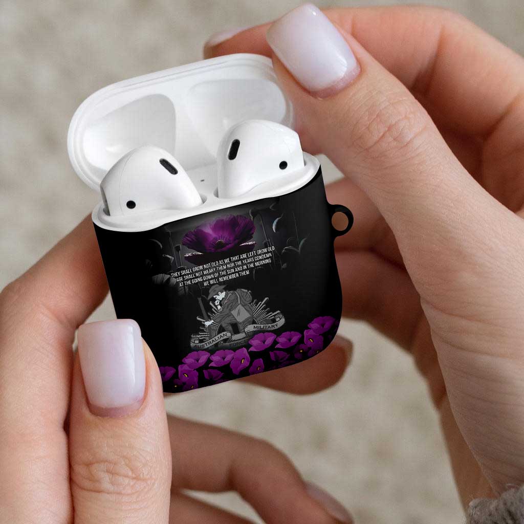 ANZAC Day Remembrance AirPods Case Purple Poppy We Will Remember Them