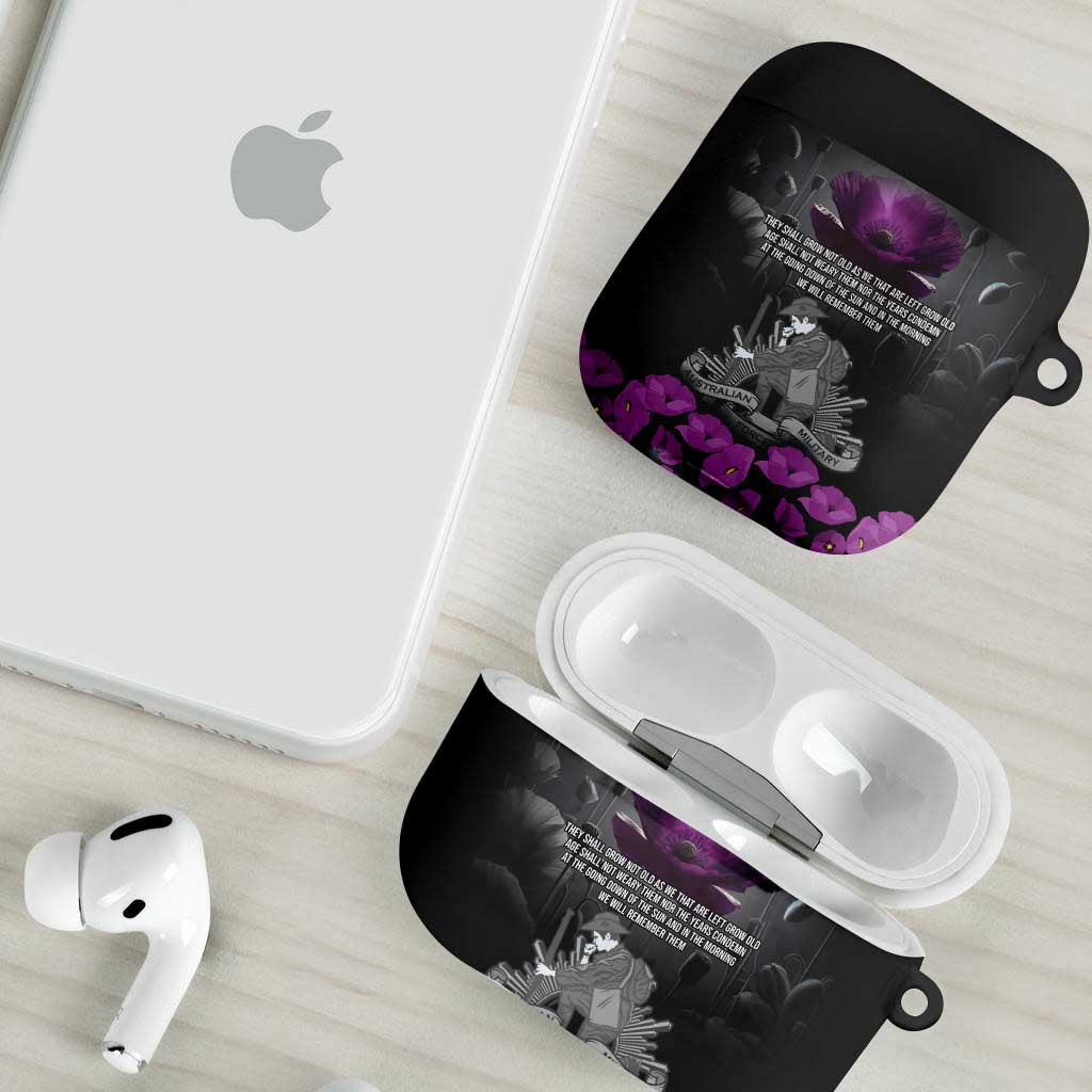 ANZAC Day Remembrance AirPods Case Purple Poppy We Will Remember Them