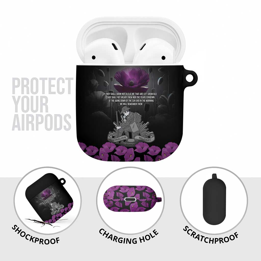 ANZAC Day Remembrance AirPods Case Purple Poppy We Will Remember Them