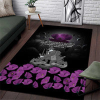 ANZAC Day Remembrance Area Rug Purple Poppy We Will Remember Them