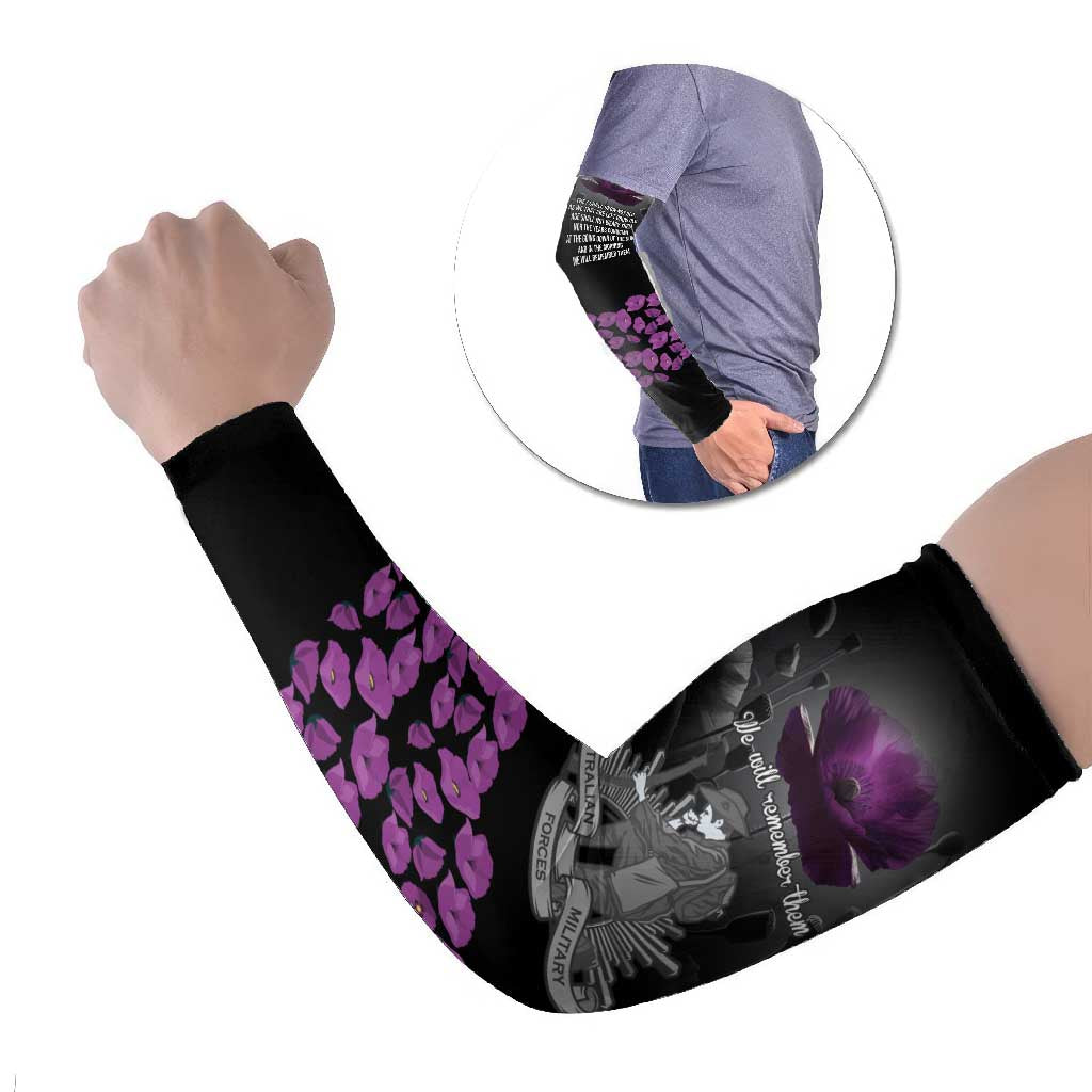 ANZAC Day Remembrance Arm Sleeves Purple Poppy We Will Remember Them LT9 Set of 2 Purple - Polynesian Pride