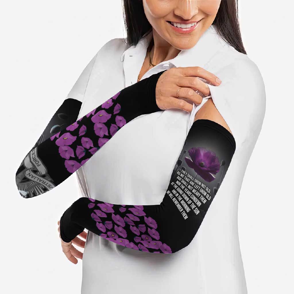 ANZAC Day Remembrance Arm Sleeves Purple Poppy We Will Remember Them LT9 - Polynesian Pride