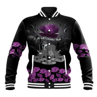 ANZAC Day Remembrance Baseball Jacket Purple Poppy We Will Remember Them LT9 Unisex Purple - Polynesian Pride
