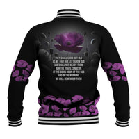 ANZAC Day Remembrance Baseball Jacket Purple Poppy We Will Remember Them LT9 - Polynesian Pride