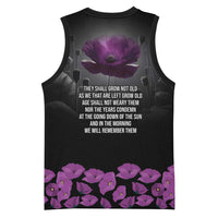 ANZAC Day Remembrance Basketball Jersey Purple Poppy We Will Remember Them LT9 - Polynesian Pride