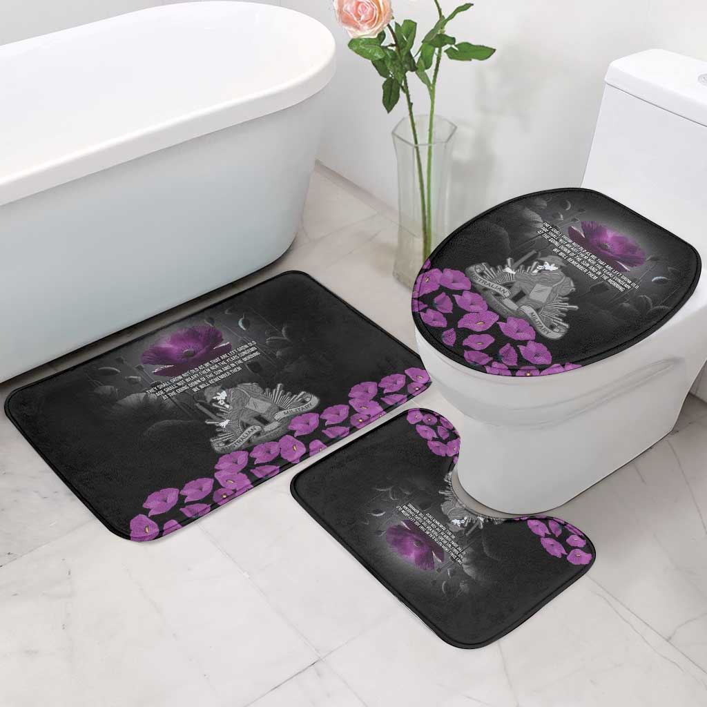 ANZAC Day Remembrance Bathroom Set Purple Poppy We Will Remember Them