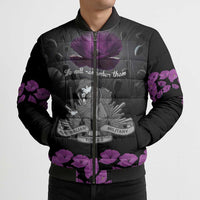ANZAC Day Remembrance Bomber Puffer Jacket Purple Poppy We Will Remember Them