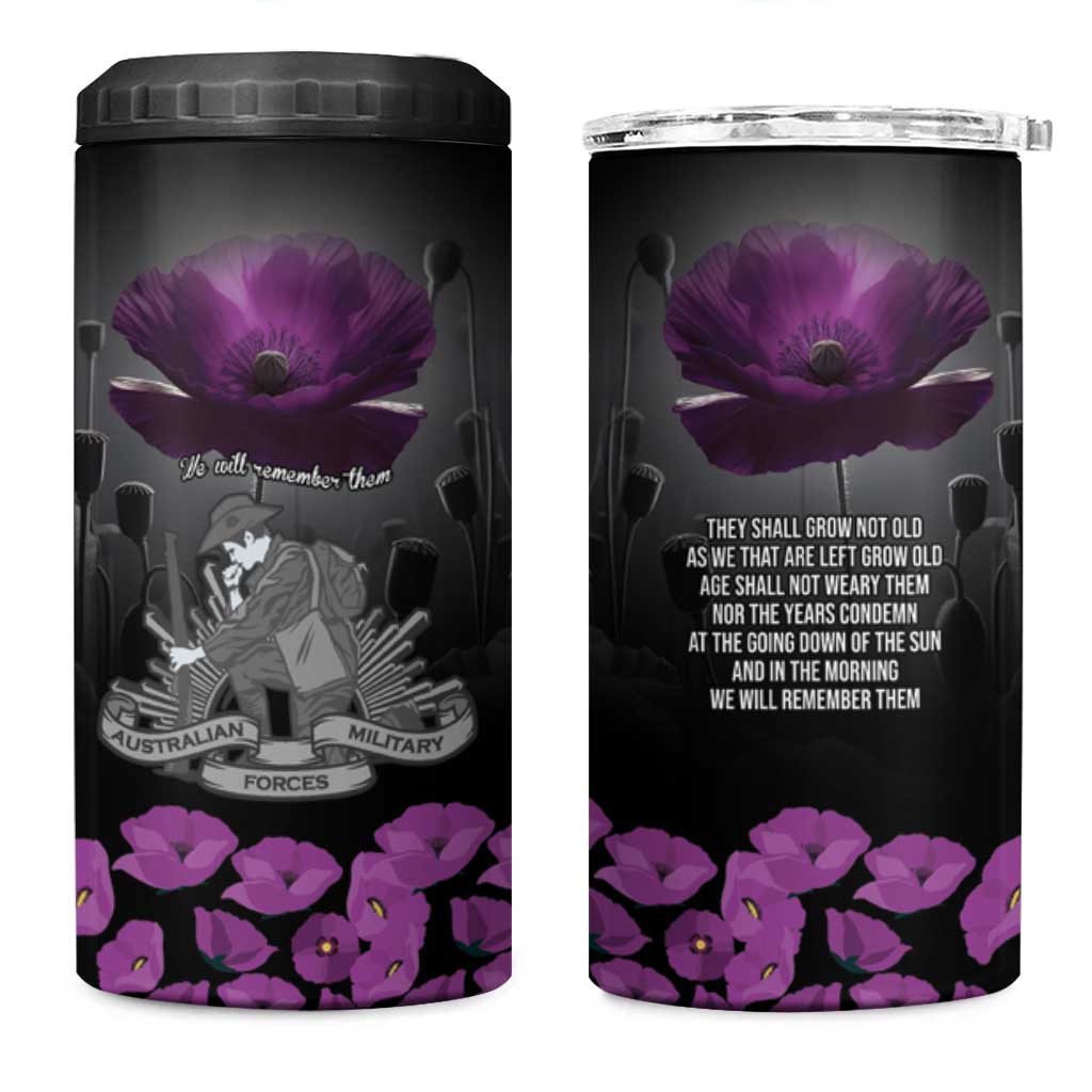 ANZAC Day Remembrance 4 in 1 Can Cooler Tumbler Purple Poppy We Will Remember Them LT9 One Size: 16 oz Purple - Polynesian Pride