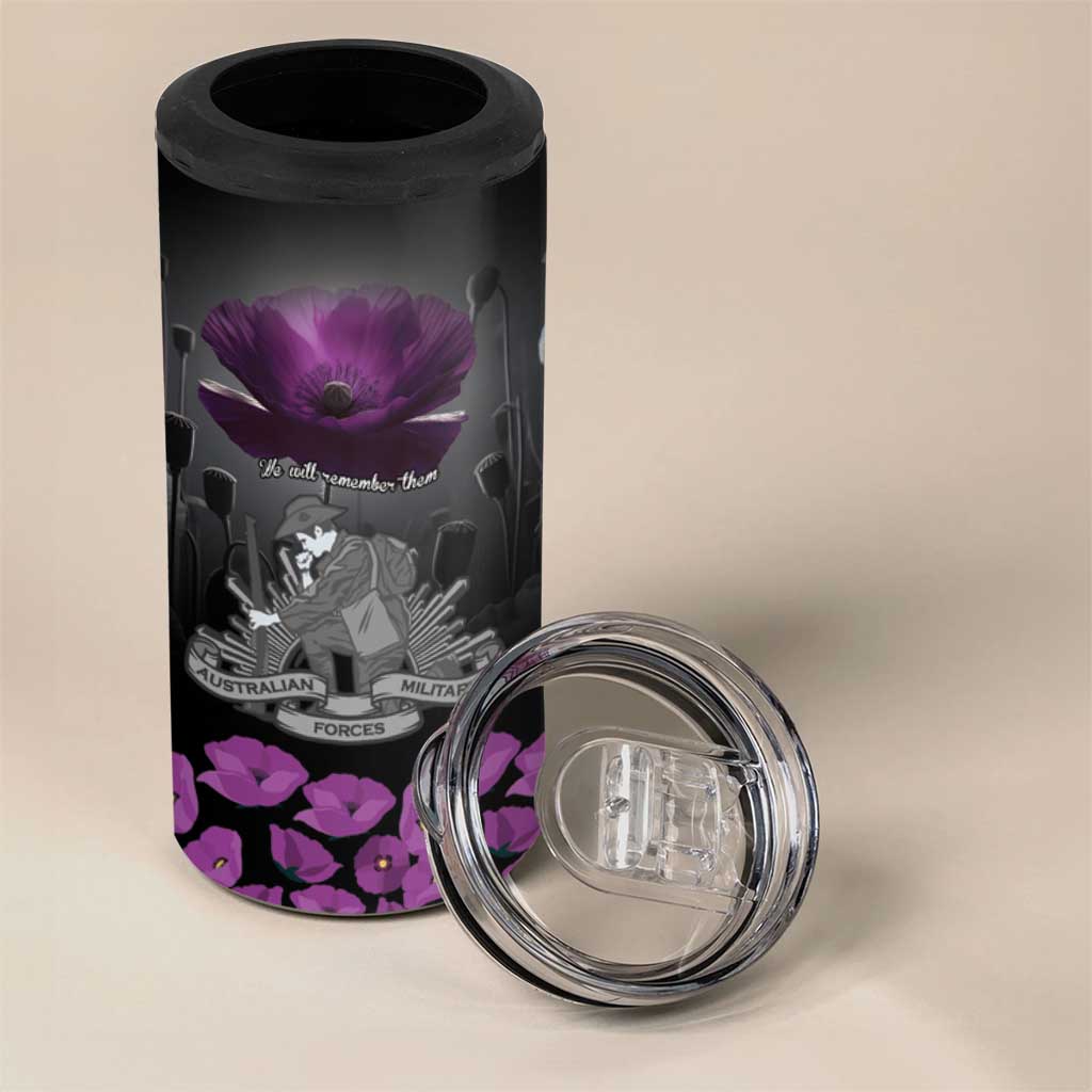 ANZAC Day Remembrance 4 in 1 Can Cooler Tumbler Purple Poppy We Will Remember Them LT9 - Polynesian Pride