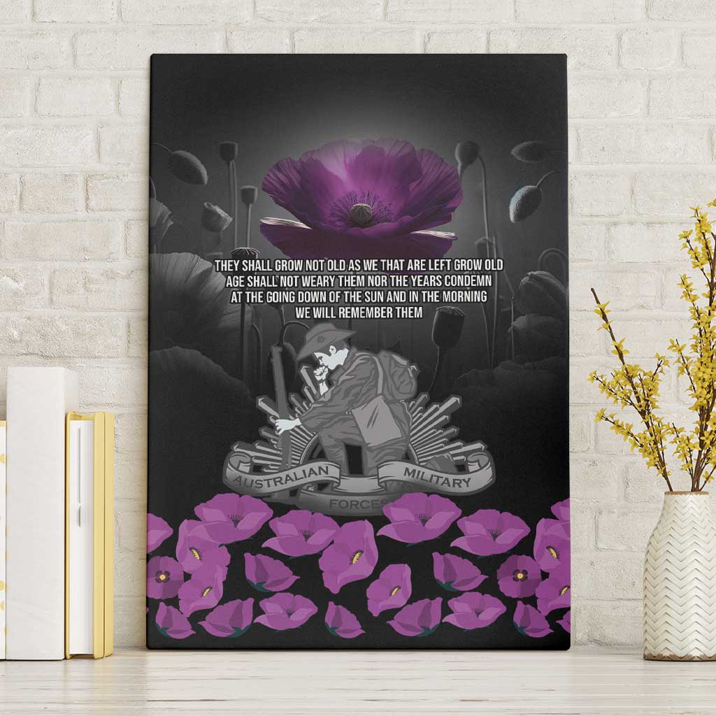 ANZAC Day Remembrance Canvas Wall Art Purple Poppy We Will Remember Them LT9 Without Frame Purple - Polynesian Pride