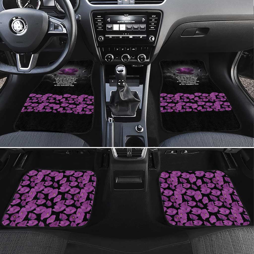 ANZAC Day Remembrance Car Mats Purple Poppy We Will Remember Them LT9 Set 4pcs Purple - Polynesian Pride