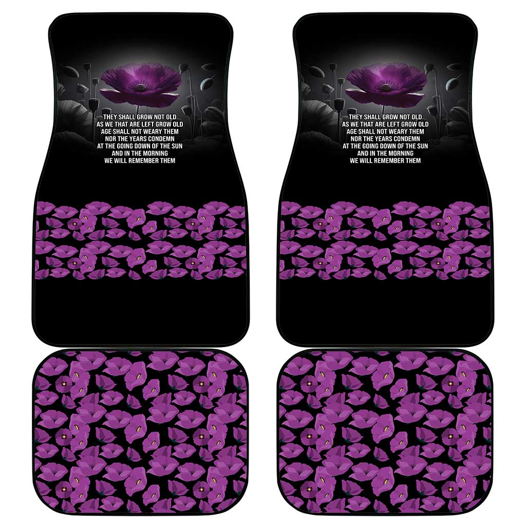ANZAC Day Remembrance Car Mats Purple Poppy We Will Remember Them LT9 - Polynesian Pride