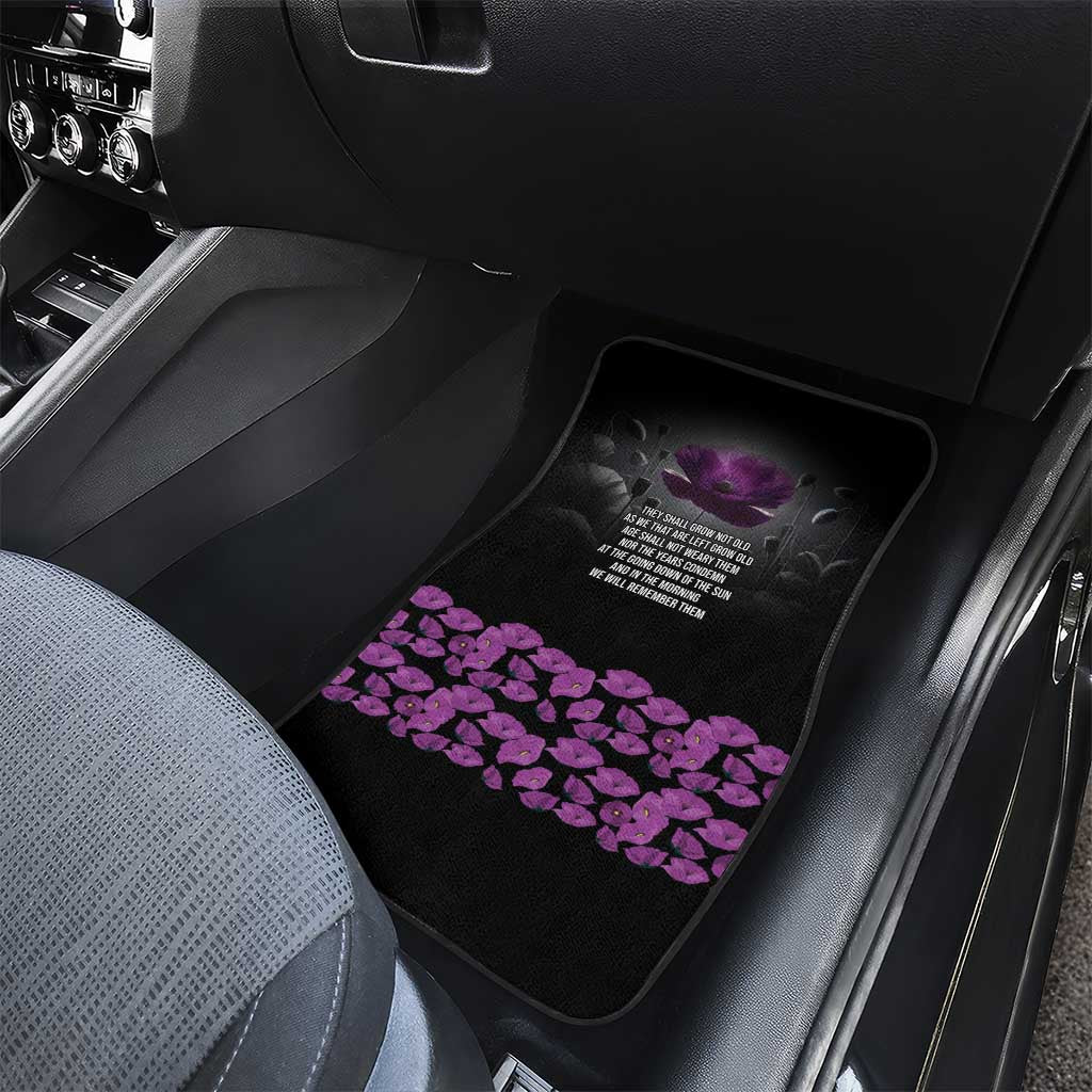 ANZAC Day Remembrance Car Mats Purple Poppy We Will Remember Them LT9 - Polynesian Pride