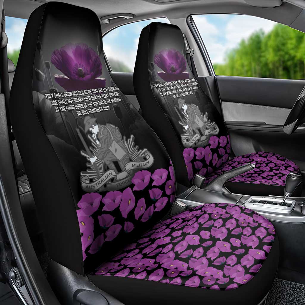 ANZAC Day Remembrance Car Seat Cover Purple Poppy We Will Remember Them LT9 - Polynesian Pride
