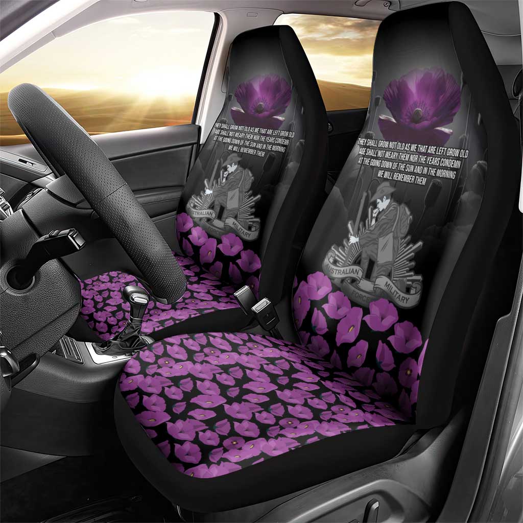 ANZAC Day Remembrance Car Seat Cover Purple Poppy We Will Remember Them LT9 - Polynesian Pride