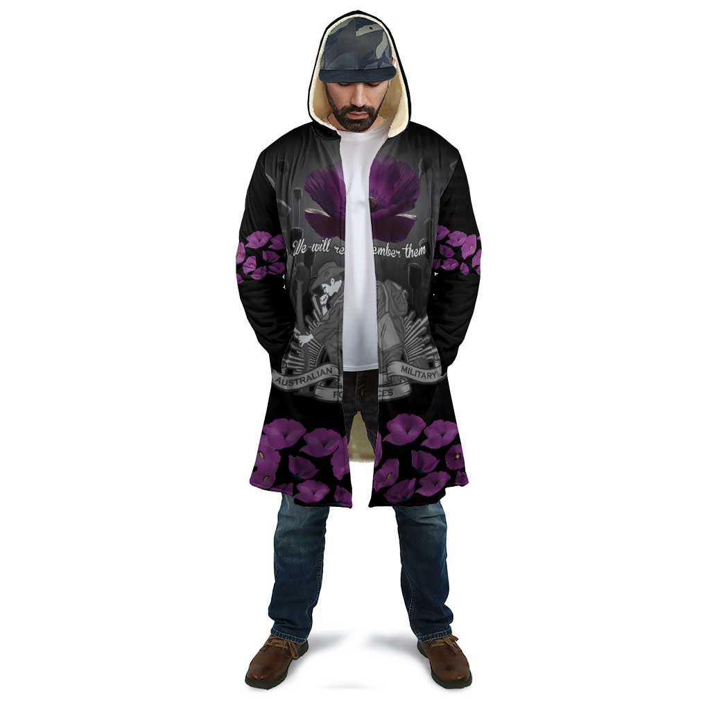 ANZAC Day Remembrance Cloak Purple Poppy We Will Remember Them LT9 - Polynesian Pride