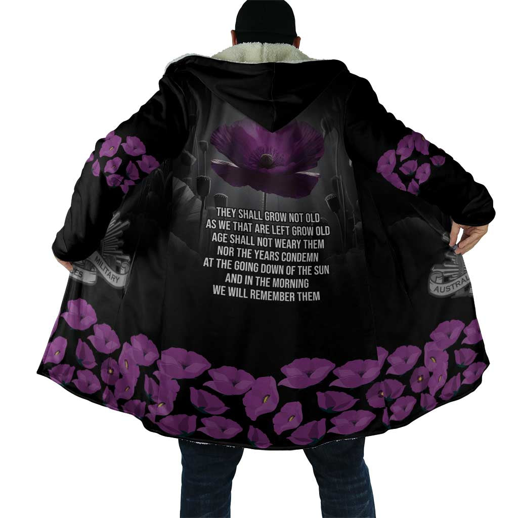 ANZAC Day Remembrance Cloak Purple Poppy We Will Remember Them LT9 - Polynesian Pride