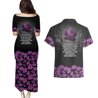 ANZAC Day Remembrance Couples Matching Puletasi and Hawaiian Shirt Purple Poppy We Will Remember Them LT9 - Polynesian Pride