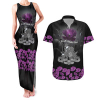 ANZAC Day Remembrance Couples Matching Tank Maxi Dress and Hawaiian Shirt Purple Poppy We Will Remember Them LT9 Purple - Polynesian Pride