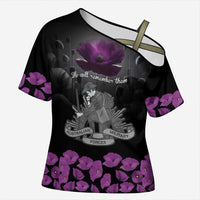 ANZAC Day Remembrance Cross Shoulder Shirt Purple Poppy We Will Remember Them LT9 Female Purple - Polynesian Pride