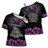 ANZAC Day Remembrance Cross Shoulder Shirt Purple Poppy We Will Remember Them LT9 - Polynesian Pride