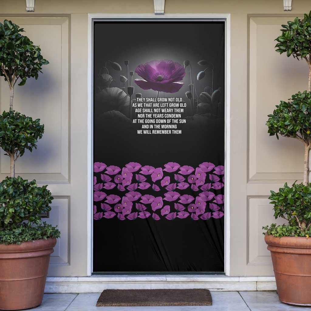 ANZAC Day Remembrance Door Cover Purple Poppy We Will Remember Them LT9 Purple - Polynesian Pride