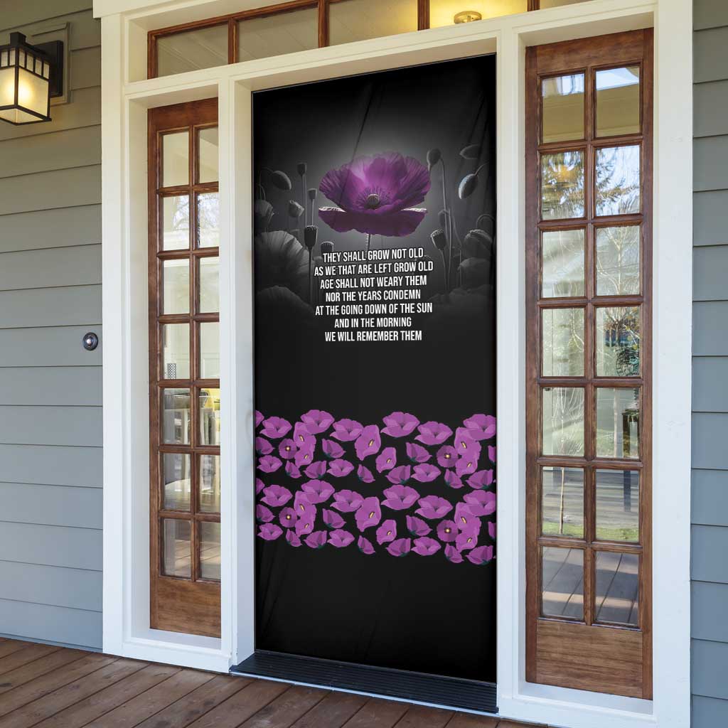 ANZAC Day Remembrance Door Cover Purple Poppy We Will Remember Them LT9 - Polynesian Pride