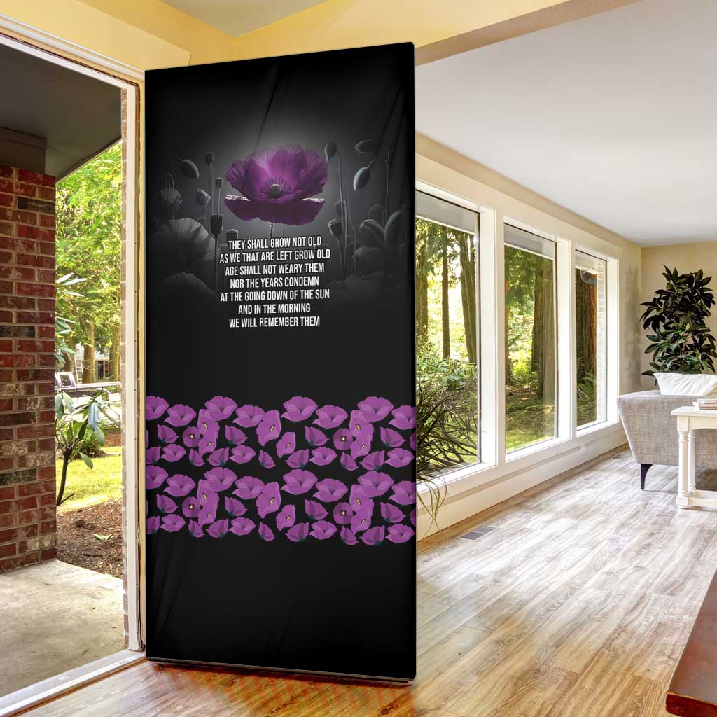ANZAC Day Remembrance Door Cover Purple Poppy We Will Remember Them LT9 - Polynesian Pride