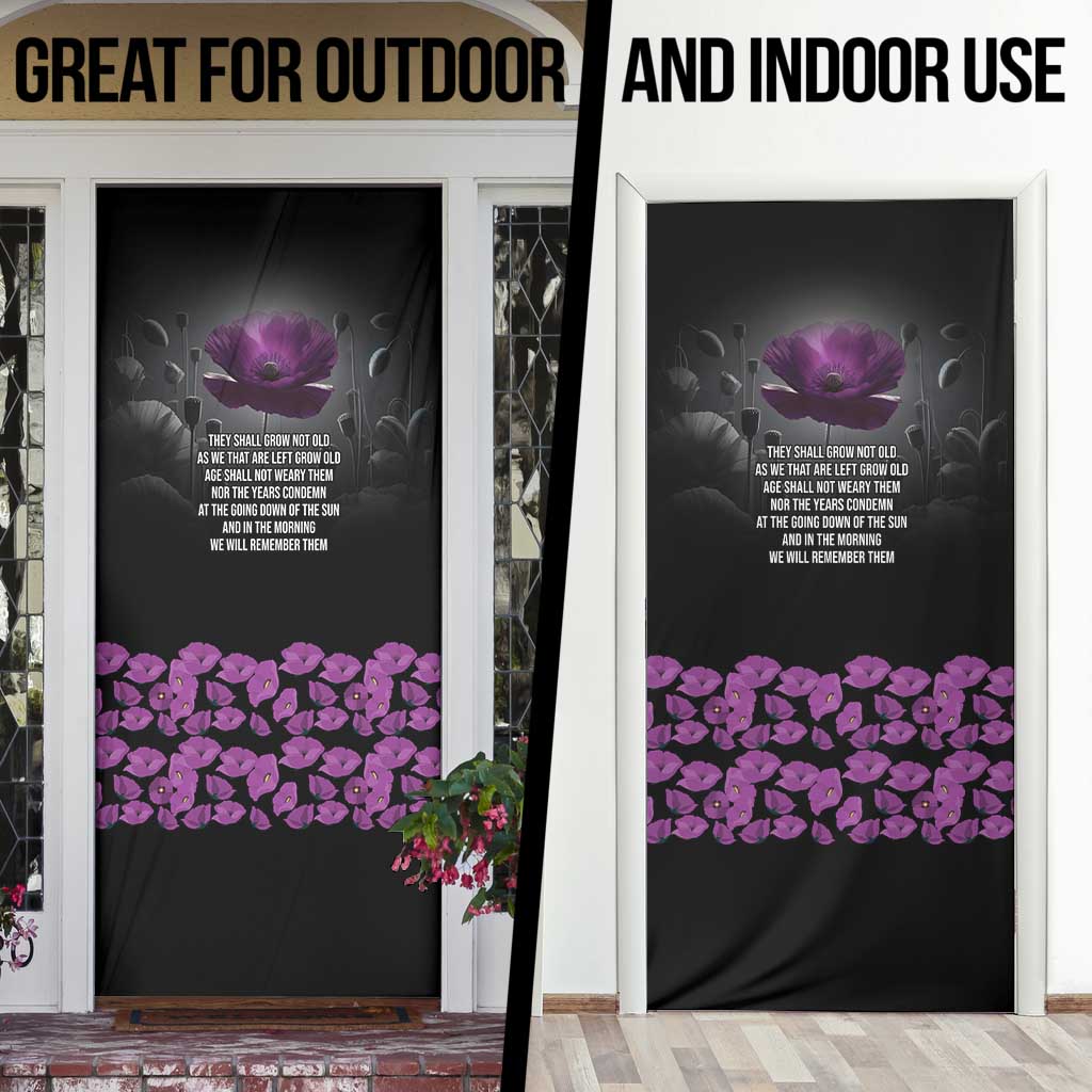 ANZAC Day Remembrance Door Cover Purple Poppy We Will Remember Them LT9 - Polynesian Pride