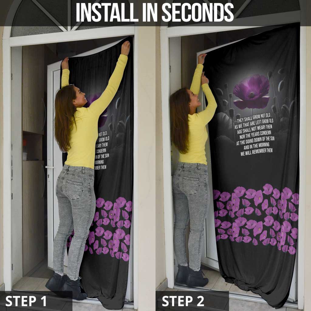 ANZAC Day Remembrance Door Cover Purple Poppy We Will Remember Them LT9 - Polynesian Pride