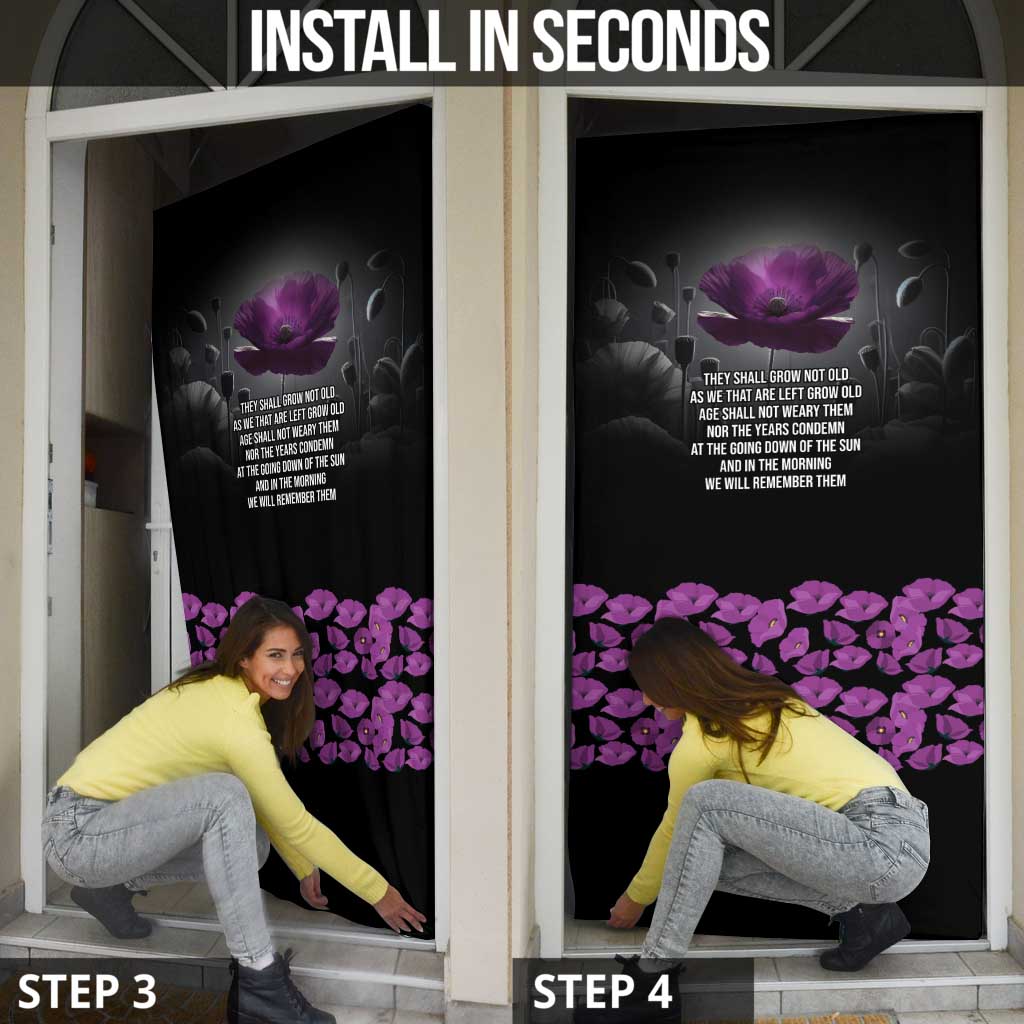 ANZAC Day Remembrance Door Cover Purple Poppy We Will Remember Them LT9 - Polynesian Pride