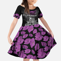 ANZAC Day Remembrance Family Matching Long Sleeve Bodycon Dress and Hawaiian Shirt Purple Poppy We Will Remember Them