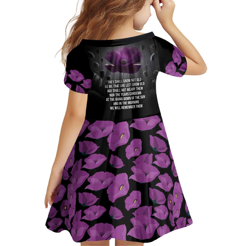ANZAC Day Remembrance Family Matching Long Sleeve Bodycon Dress and Hawaiian Shirt Purple Poppy We Will Remember Them