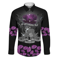 ANZAC Day Remembrance Family Matching Long Sleeve Bodycon Dress and Hawaiian Shirt Purple Poppy We Will Remember Them