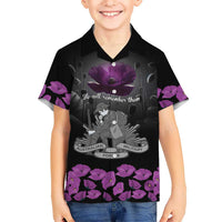 ANZAC Day Remembrance Family Matching Mermaid Dress and Hawaiian Shirt Purple Poppy We Will Remember Them