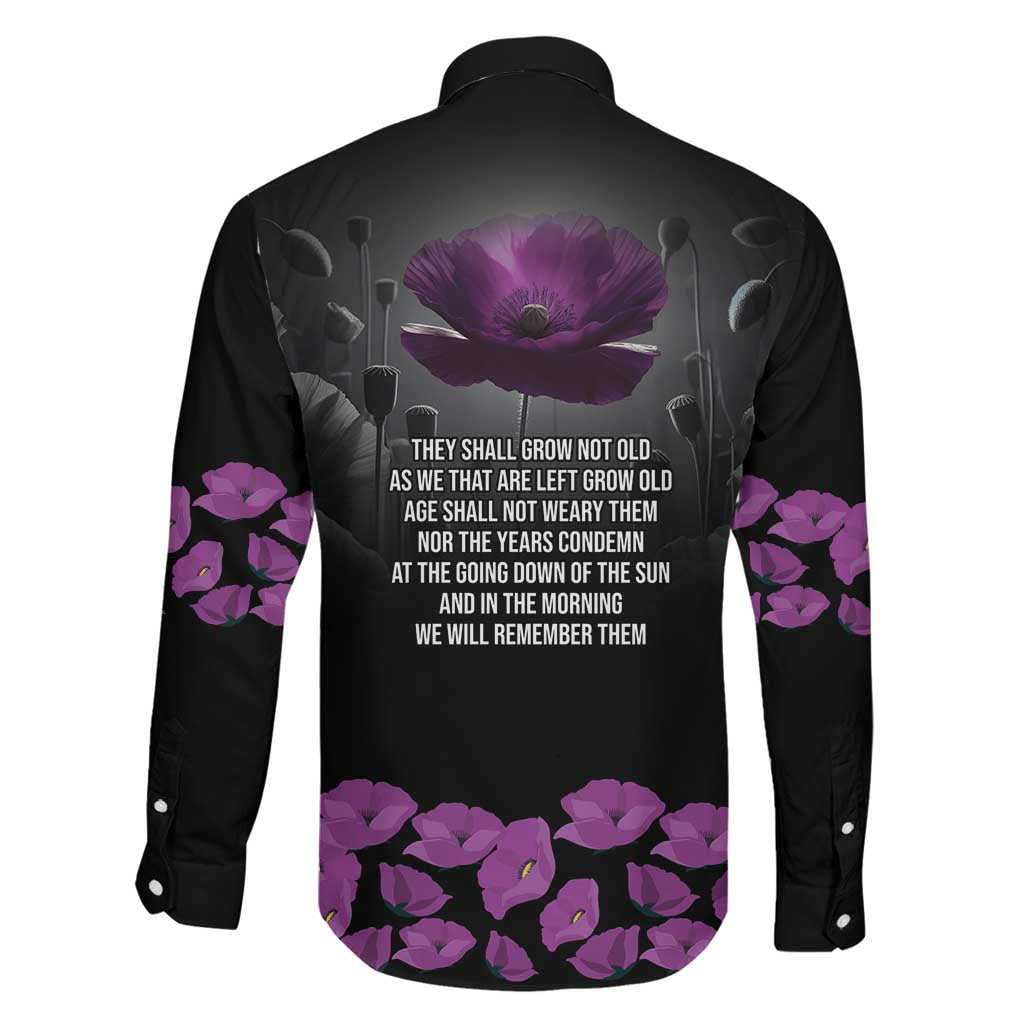 ANZAC Day Remembrance Family Matching Summer Maxi Dress and Hawaiian Shirt Purple Poppy We Will Remember Them