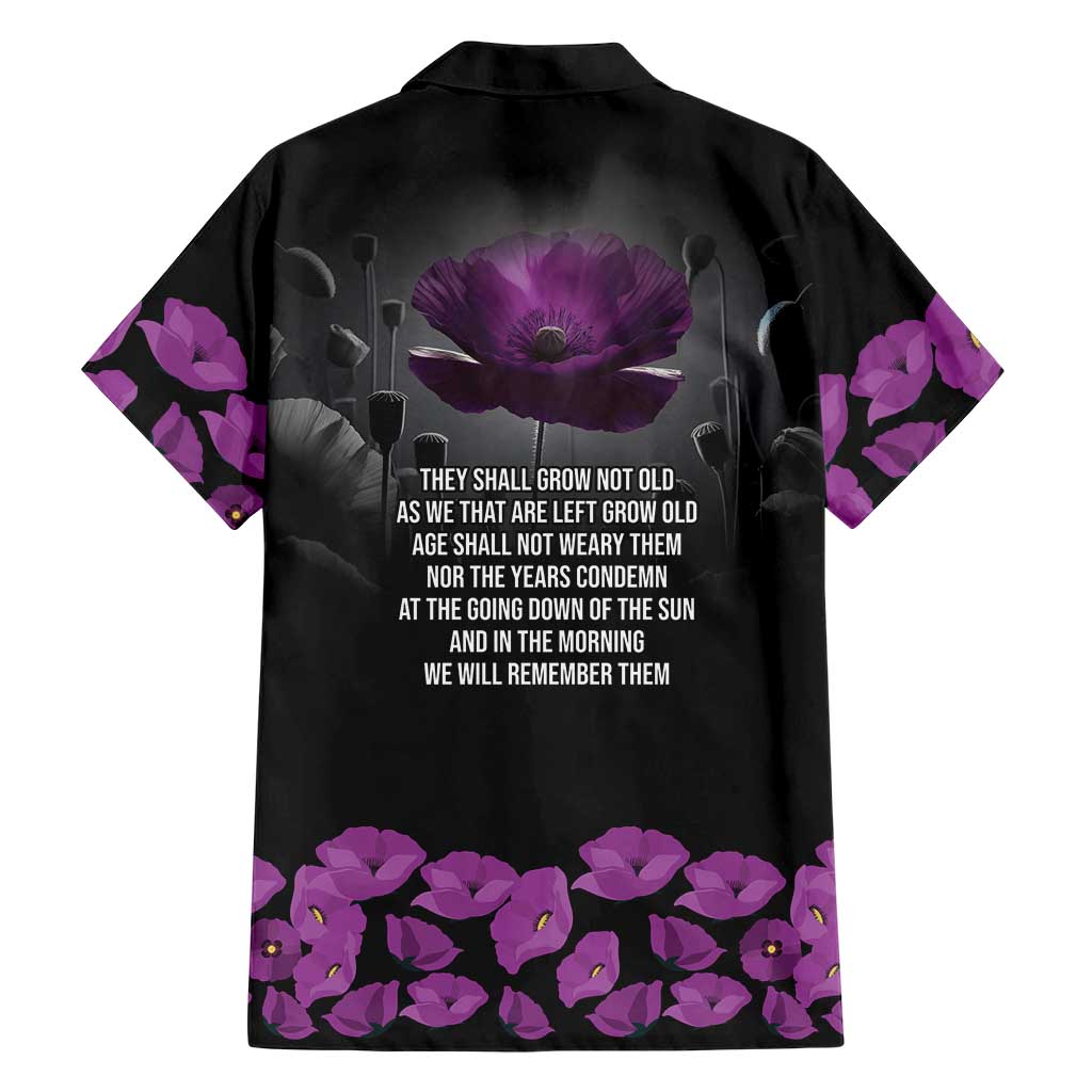ANZAC Day Remembrance Family Matching Tank Maxi Dress and Hawaiian Shirt Purple Poppy We Will Remember Them