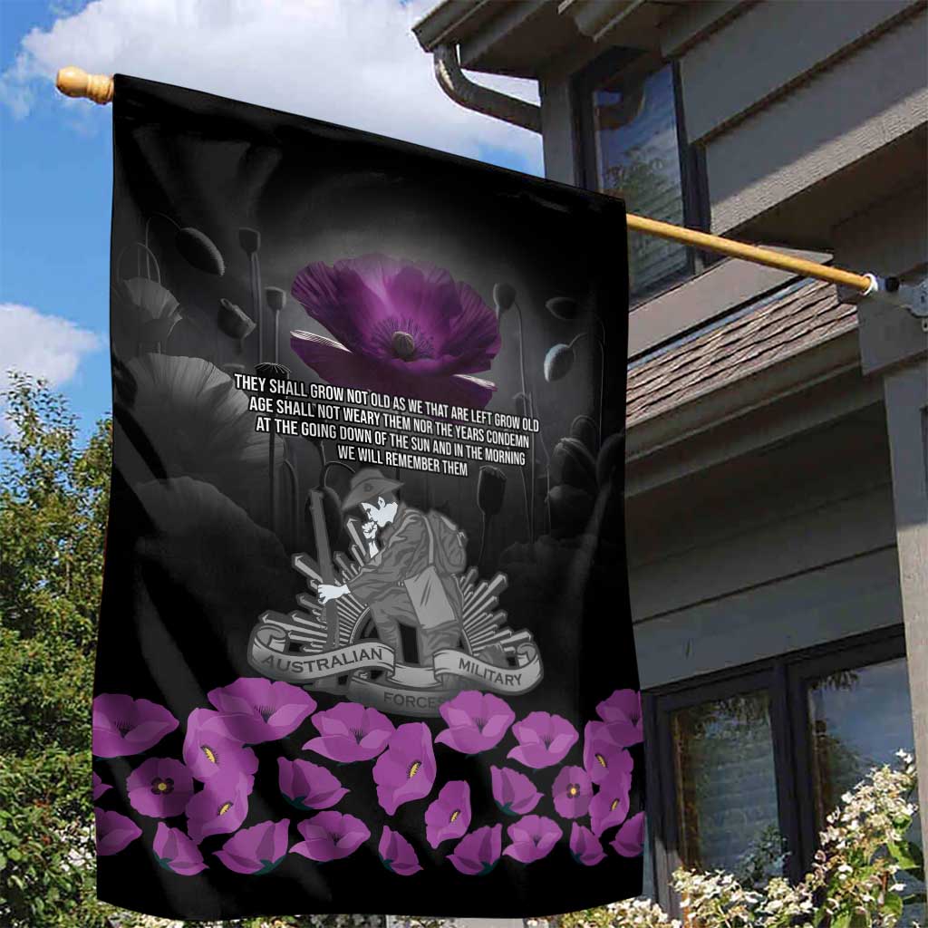 ANZAC Day Remembrance Garden Flag Purple Poppy We Will Remember Them LT9 - Polynesian Pride