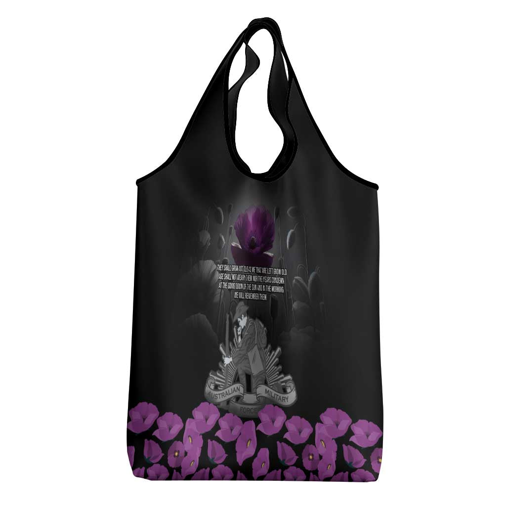 ANZAC Day Remembrance Grocery Bag Purple Poppy We Will Remember Them LT9 - Polynesian Pride