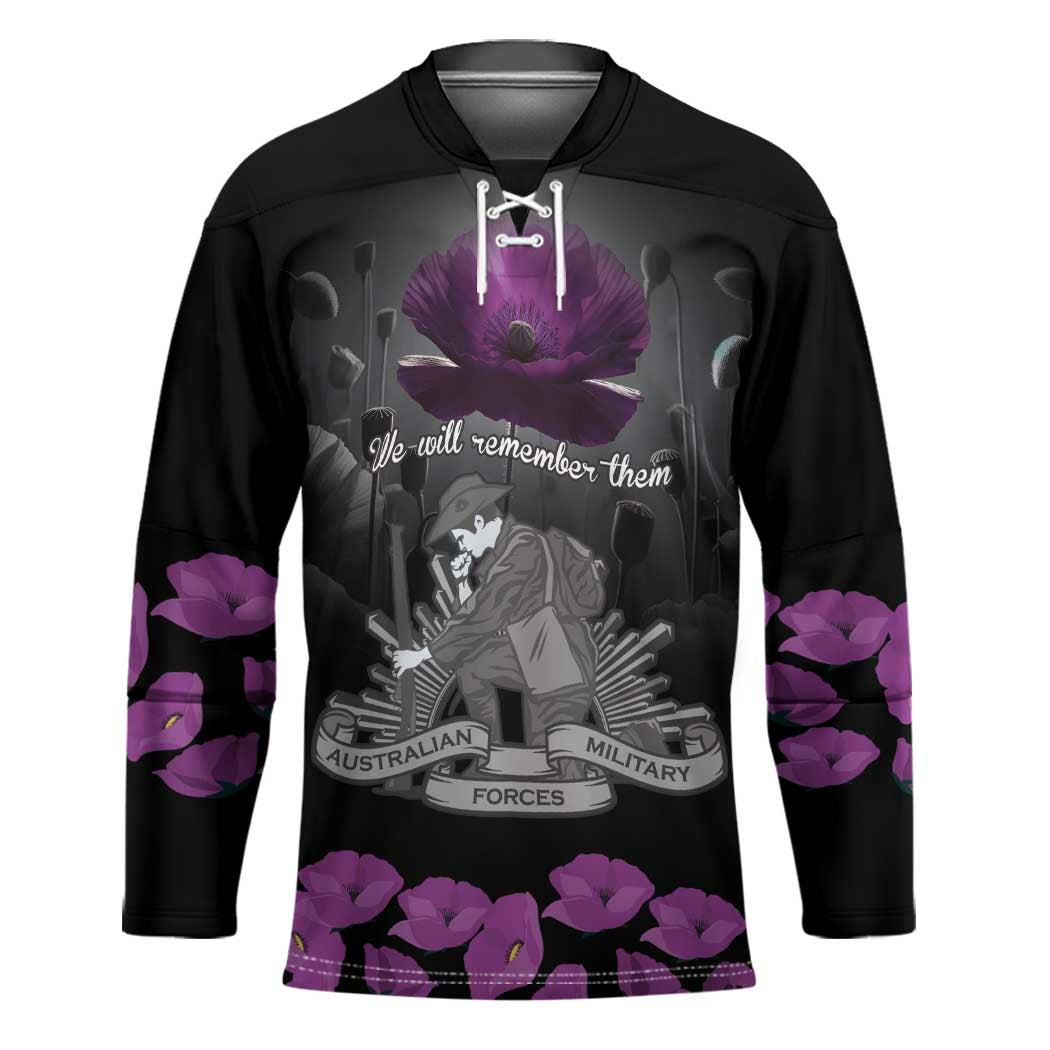 ANZAC Day Remembrance Hockey Jersey Purple Poppy We Will Remember Them LT9 Unisex Purple - Polynesian Pride