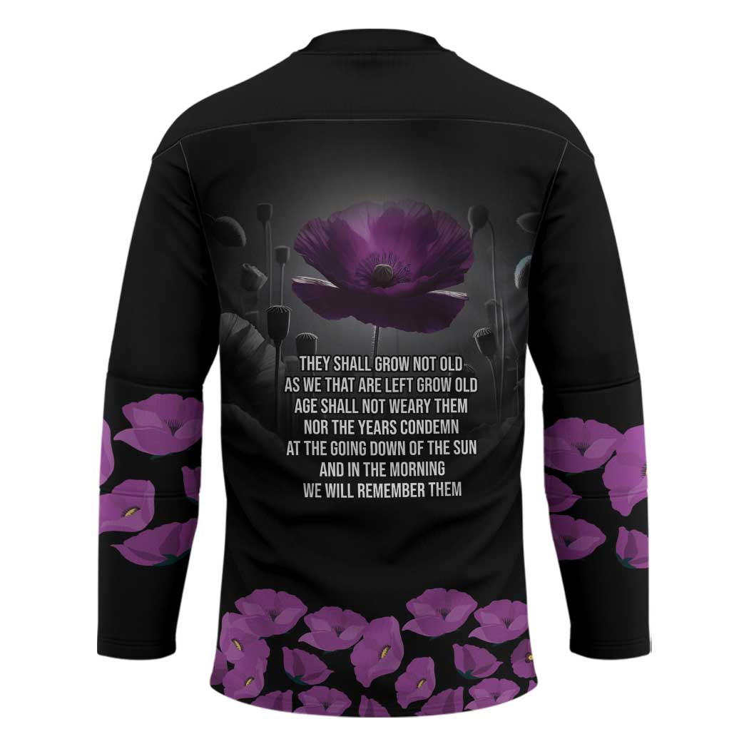 ANZAC Day Remembrance Hockey Jersey Purple Poppy We Will Remember Them LT9 - Polynesian Pride