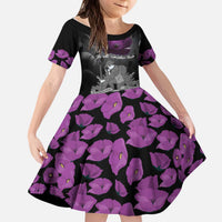 ANZAC Day Remembrance Kid Short Sleeve Dress Purple Poppy We Will Remember Them LT9 KID Purple - Polynesian Pride