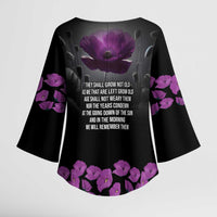 ANZAC Day Remembrance Kimono Sleeve Blouse Purple Poppy We Will Remember Them LT9 - Polynesian Pride