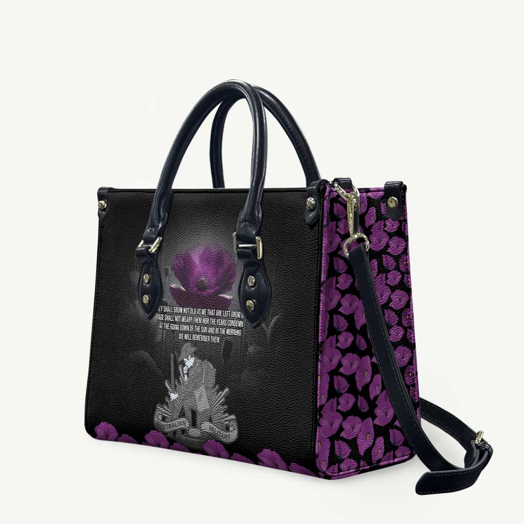 ANZAC Day Remembrance Leather Bag Purple Poppy We Will Remember Them LT9 Purple - Polynesian Pride