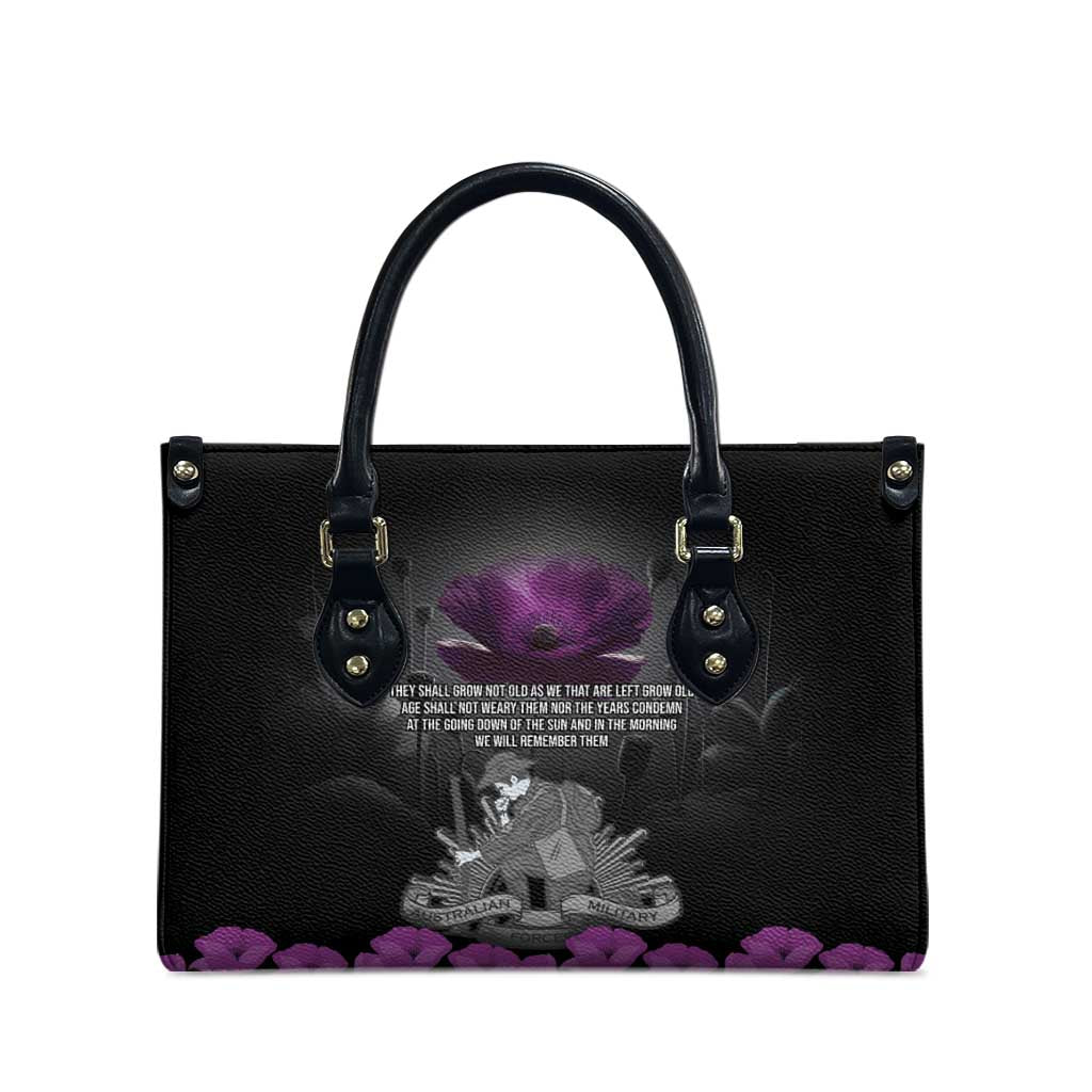 ANZAC Day Remembrance Leather Bag Purple Poppy We Will Remember Them LT9 - Polynesian Pride