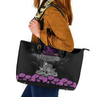 ANZAC Day Remembrance Leather Tote Bag Purple Poppy We Will Remember Them LT9 Purple - Polynesian Pride